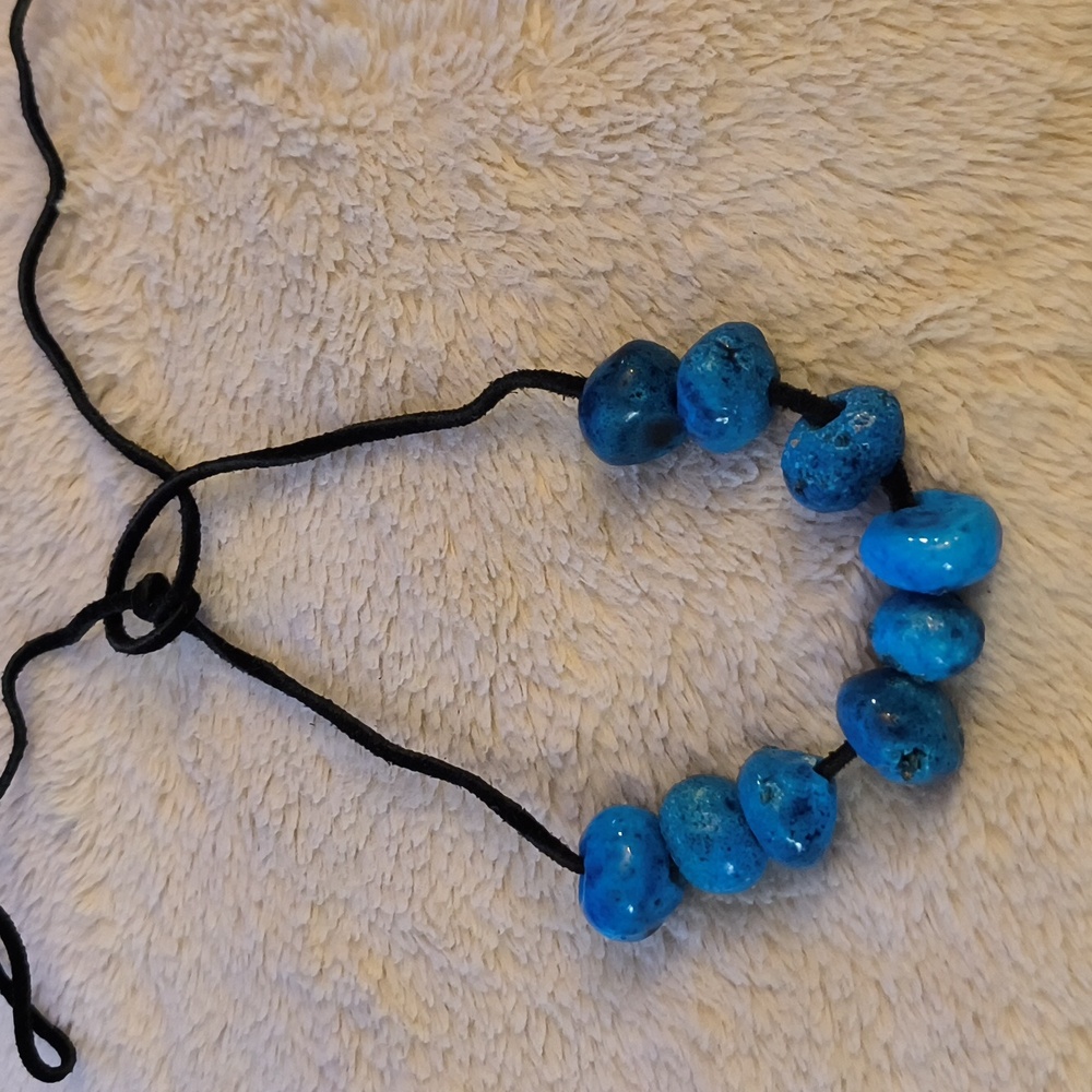 Vintage faience donkey beaded necklace